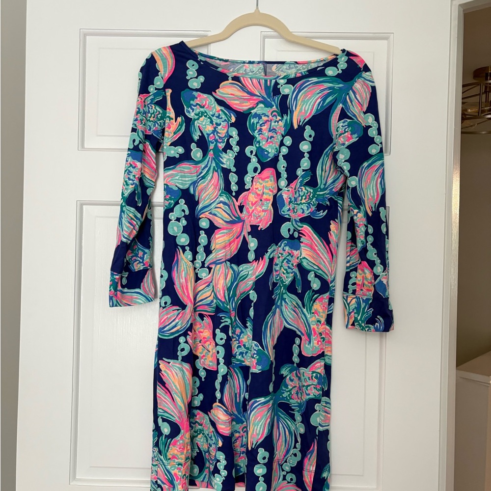 Lilly Pulitzer Vibrant Blue and Pink Long Sleeve Dress